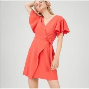 Club Monaco wrap dress size 4 orange red color